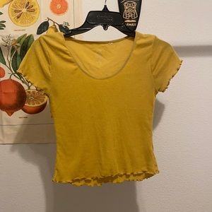 yellow pacsun lettuce trim crop top